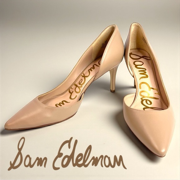 SAM EDLEMAN HENSEN HALF D'ORSAY DRESS HIGH HEEL IN NUDE Sz 8 EUC - Picture 1 of 12